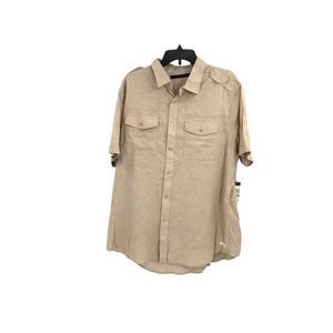 SEANJOHN Mens Beige Short Sleeve Button Down Casual Shirt M
